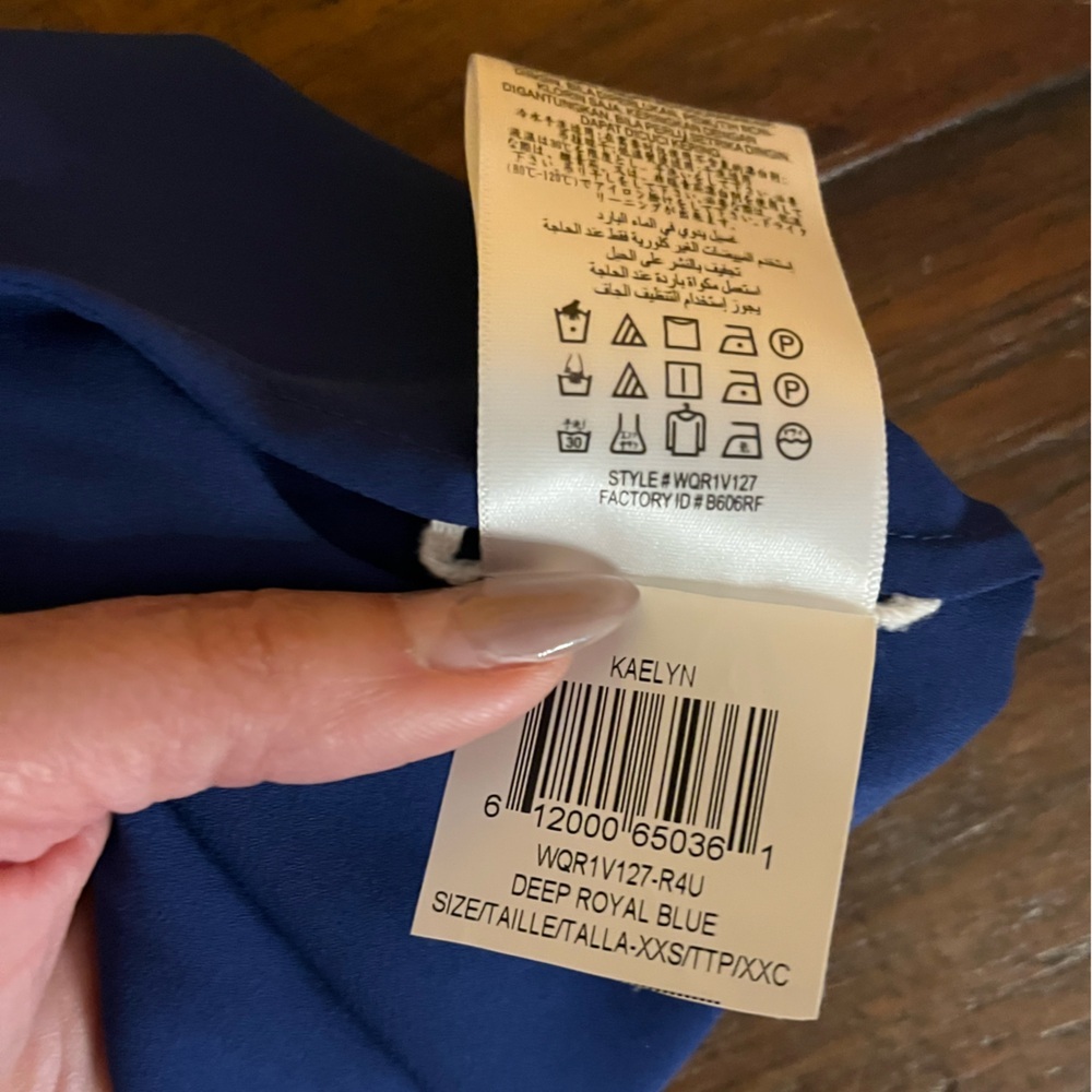 BCBGMAXAZRIA DEEP ROYAL BLUE KAELYN GEMSTONE EMBELLISHED WRAP TOP SZ XXS - Picture 13 of 16